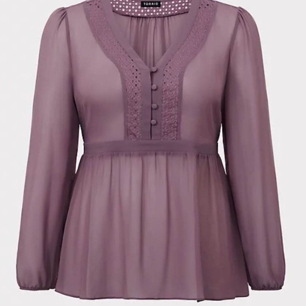 MAUVE PURPLE LACE CHIFFON BLOUSE